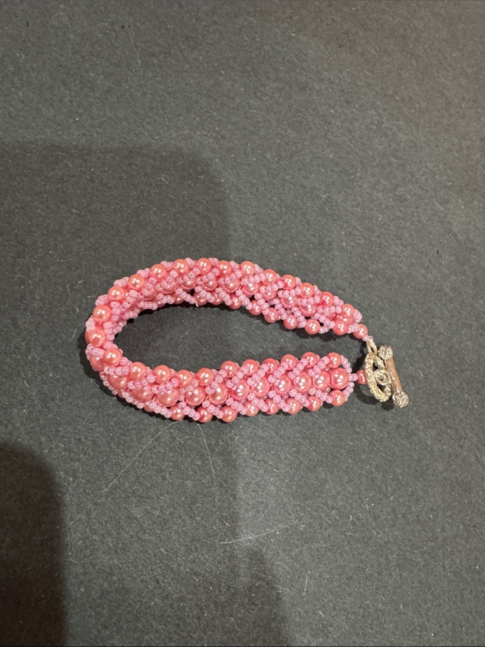 Pink hand beaded bracelet
